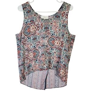 🟢2148 * Braeve Mixed Print Split Back Tank Blue Red Size L